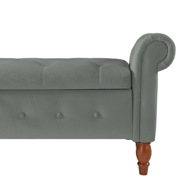 Velvet Multifunctional Storage Rectangular Sofa Stool - Grey