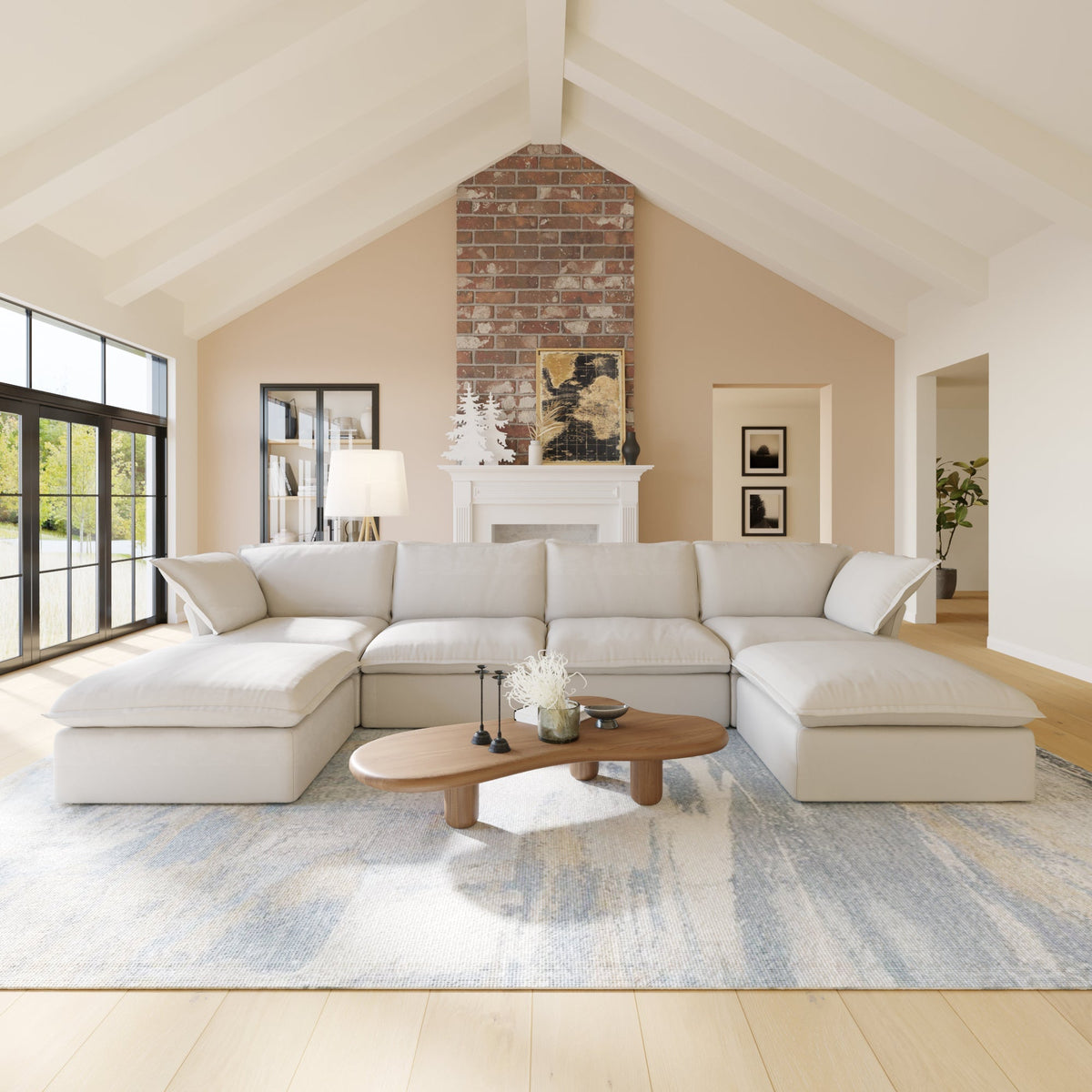 ATUNUS USA Warehouse in Stock Drop Shipping Sofa Living Room Furniture Modern Beige Fabric Modular Sectional Couch Sofa Set