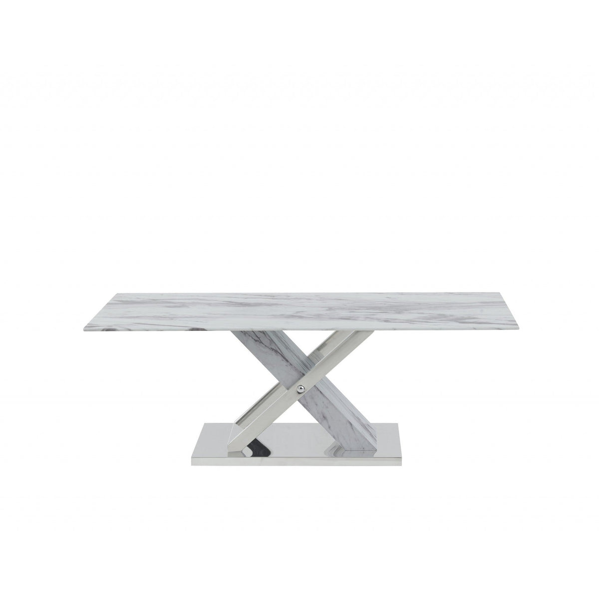 HMS 47\" White and Gray Glass and Steel Coffee/Tea Table with Living Room TV Stand Set Metal Frame Furniture