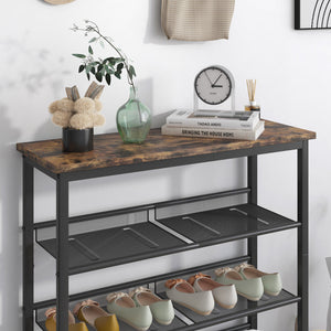 Industrial Shoe Rack, Adjustable Country Style 5-layer Shoe Rack Storage Rack, with 4 Mesh Shelves, Suitable for Entrance