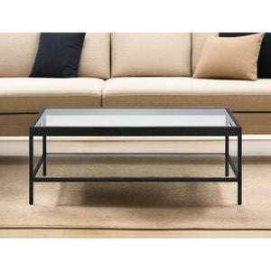 HMS 45 Clear and Black Glass and Steel Coffee Table with Practical Shelf