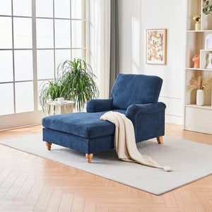 Modern Mid-Century Indoor Oversized Chaise Lounger Comfort Sleeper Sofa with Soild Wood Legs