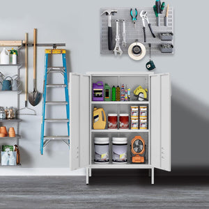 White Kitchen Pantry Storage Cabinet Tall Steel Cabinet Locker for Kitchen  Living Room Dining Room
