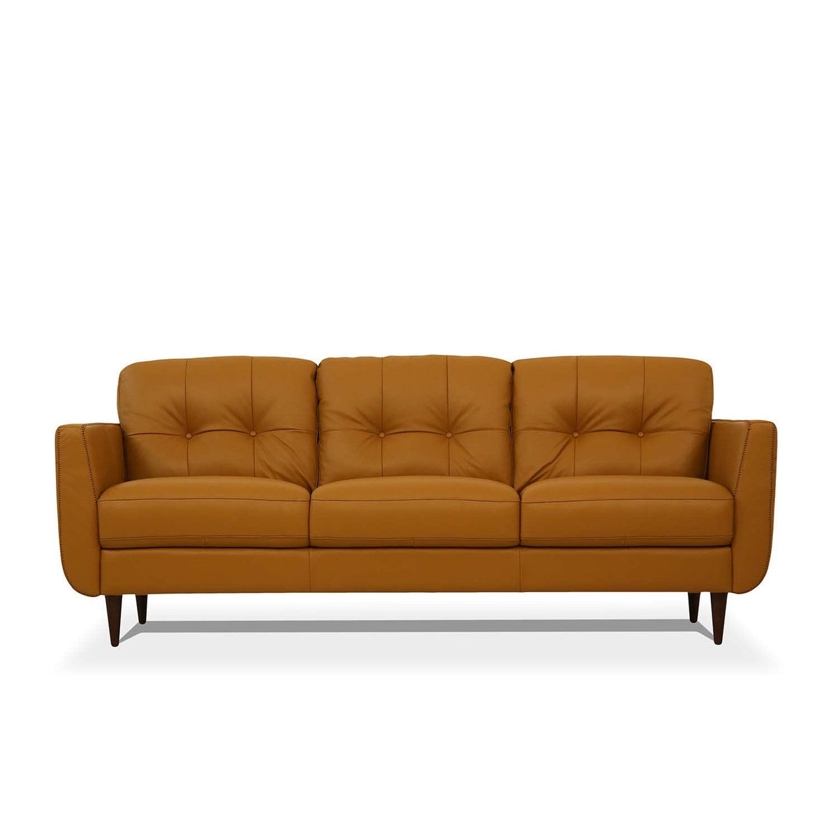 HMS 83 Orange Leather L-Shape Sofa with Black Legs Contemporary Living Room Furniture for Home Use