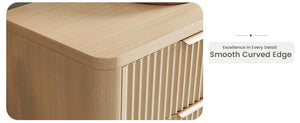 Modern Natural Oak Fluted 6-Drawer Dresser Power Outlet Curved Profile Design for Bedroom Clothing Storage TV Stand Closet