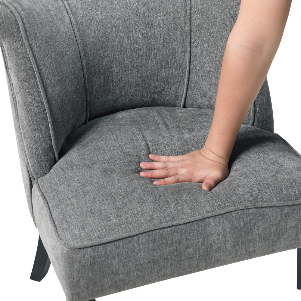 Foam Cushion Seat 1pc Accent Chair Curved Back Charcoal Fabric Upholstered Espresso Finish Legs
