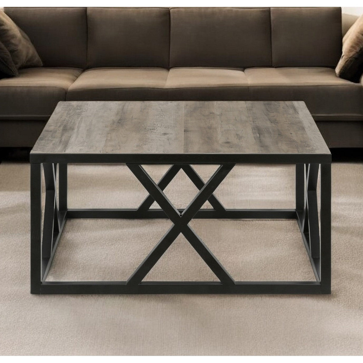 HMS 35 Black Steel Square Coffee Table with European Design for Living Room House Home Furniture with Marble Material