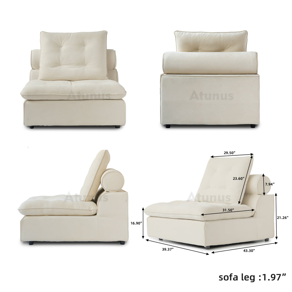 ATUNUS USA in Stock Drop Shipping Tiffany Blue Pet-Friendly Velvet Modular 7 Seater Sectional Sofa Set Scratch Proof Miami Couch