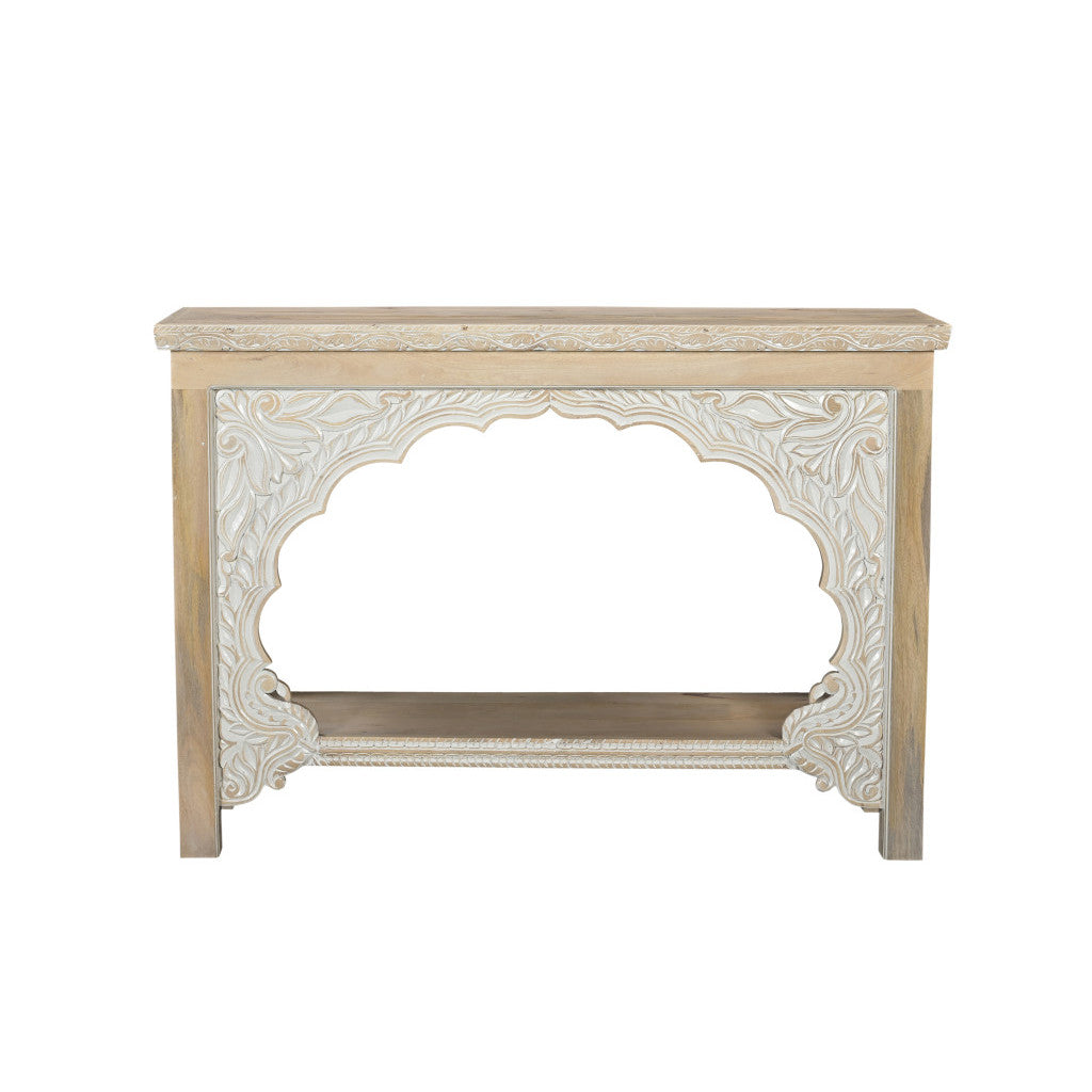 HMS 56 Natural Solid Reclaimed Wood Distressed Console Table with Shelf for Entry Villa Living Room Hotel Bedroom Decoration