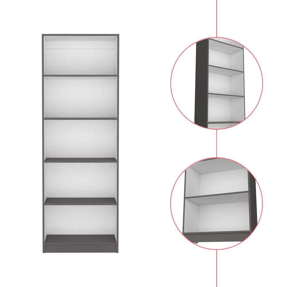 Benzoni Office 4-Shelf Bookcase in Matt Gray/White Color
