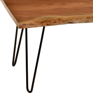 HMS 42\" Solid Wood and Iron Coffee Table in Natural and Black Premium Product Category