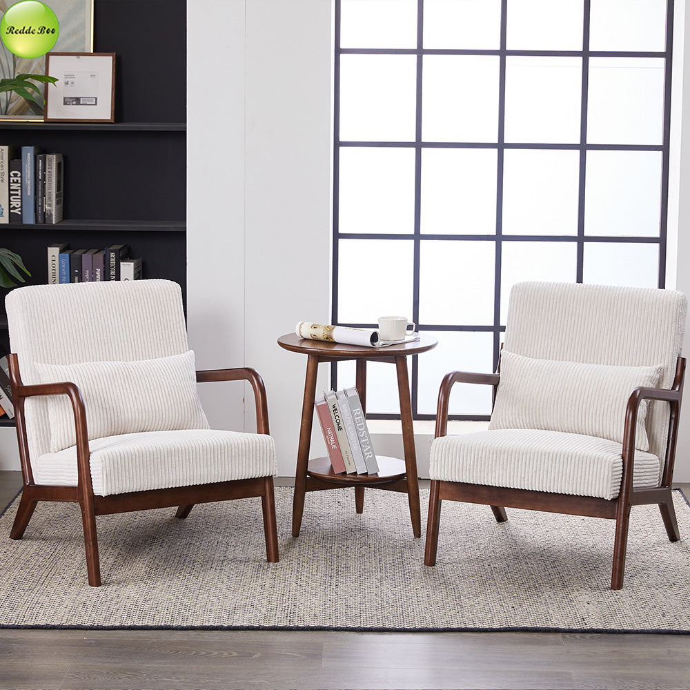 In Stock Modern Nordic Upholstered Accent Living Room Chair Solid Wood Lounge Chair For Coffee House Reading Room Armchair 5373