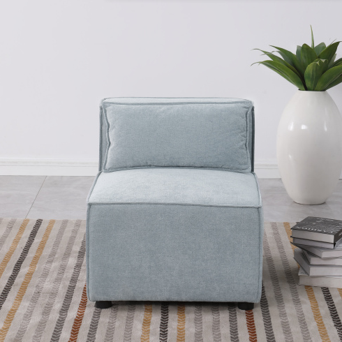 Simple and Grand 3-Seater Modular Sofa in Grayish Blue Chenille Fabric Soft Seat Back Knock FCJ Version