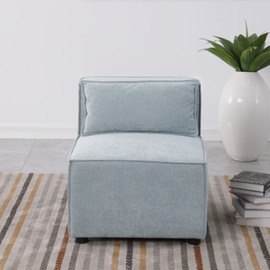 Simple and Grand 3-Seater Modular Sofa in Grayish Blue Chenille Fabric Soft Seat Back Knock FCJ Version