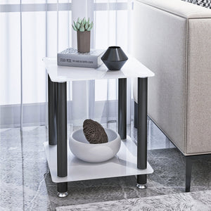 Movable Living Room Tables , Glass Sofa Table with Wheels , Easy to Move 3 Options Setting