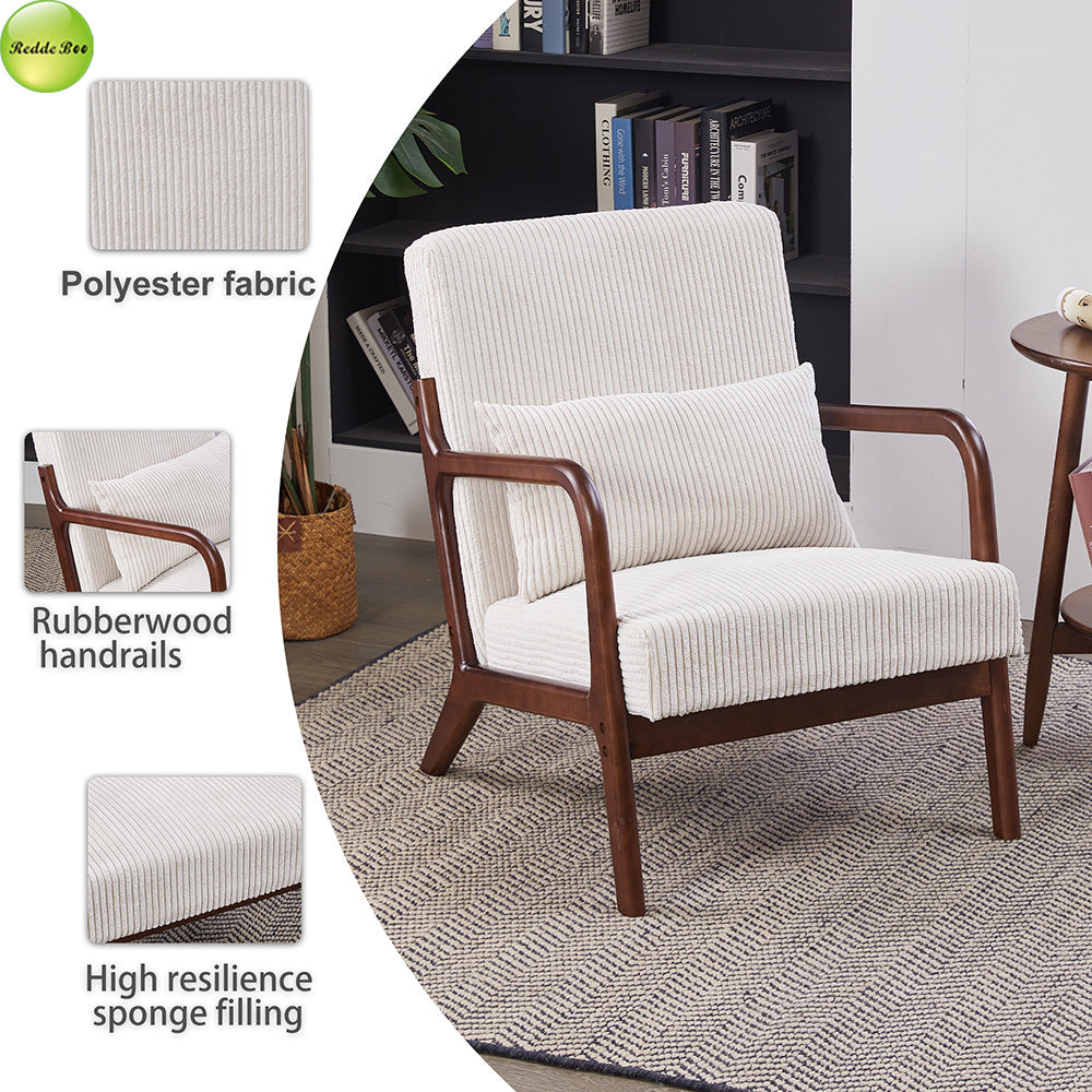 In Stock Modern Nordic Upholstered Accent Living Room Chair Solid Wood Lounge Chair For Coffee House Reading Room Armchair 5373