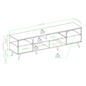 FCJ Contemporary 2-Door TV Stand Minimalist Modern & Luxury for TVs up to 80 Inches MDF Panel for Living Room or House