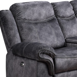 79" Dark Gray Microfiber Power Reclining Loveseat Storage Extendable Inflatable Synthetic Leather Set for Living Room Sofa