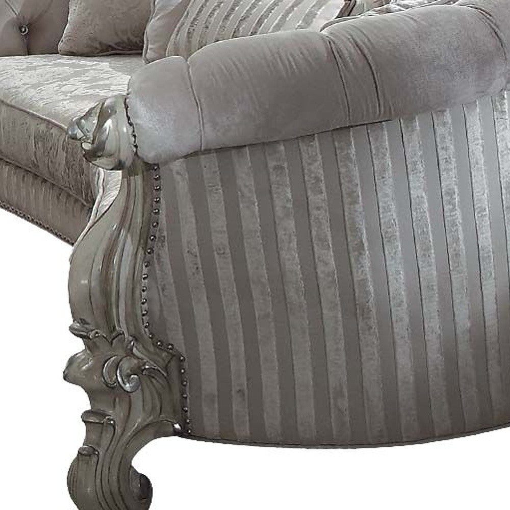 HMS 55 Brown Velvet Curved Sofa Set with Toss Pillows for Living Room
