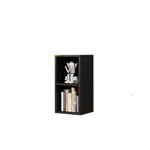 YQ FOREVER 2 Tier Black Bookcase Wooden Shelving Display Storage Unit Office Living Room Furniture