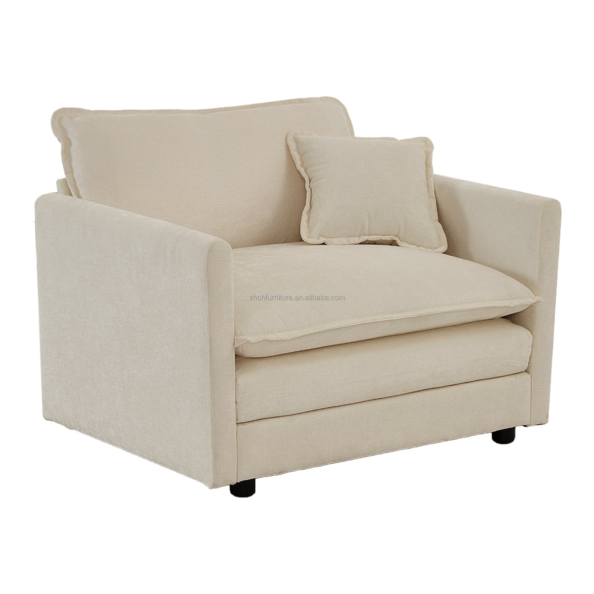 Modern Accent Chair with Ottoman Living Room Club Chair Chenille Upholstered Armchair Reading Chair for Bedroom
