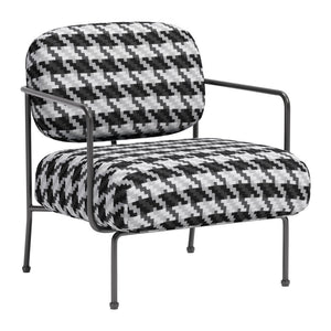 HMS 29 Black and White Upholstered Houndstooth Arm Chair for Living Room