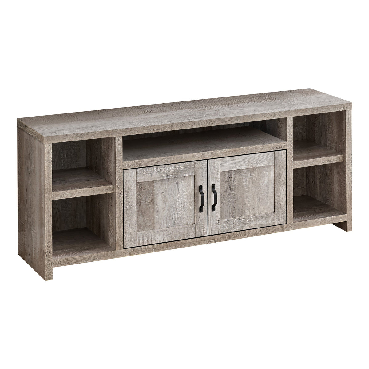 HMS 59 Taupe Distressed Wood TV Stand with Enclosed and Open Storage Elegant Home Entertainment Furniture