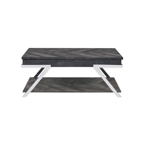 FCJ Roma Gray Lift Top Cocktail Table Stylish Coffee Table with Practical Storage Features
