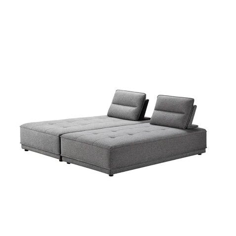 HMS 100% Polyester Gray Stationary L-Shaped Two-Piece Sofa and Chaise for Living Room