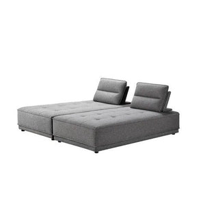 HMS 100% Polyester Gray Stationary L-Shaped Two-Piece Sofa and Chaise for Living Room