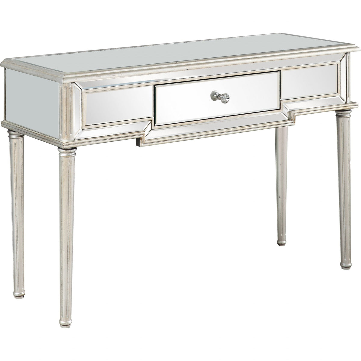 HMS Classic Silver Leaf Antiqued Console Table for Entry Living Room Hotel Bedroom Farmhouse Iron Wood Versatile Home Furniture