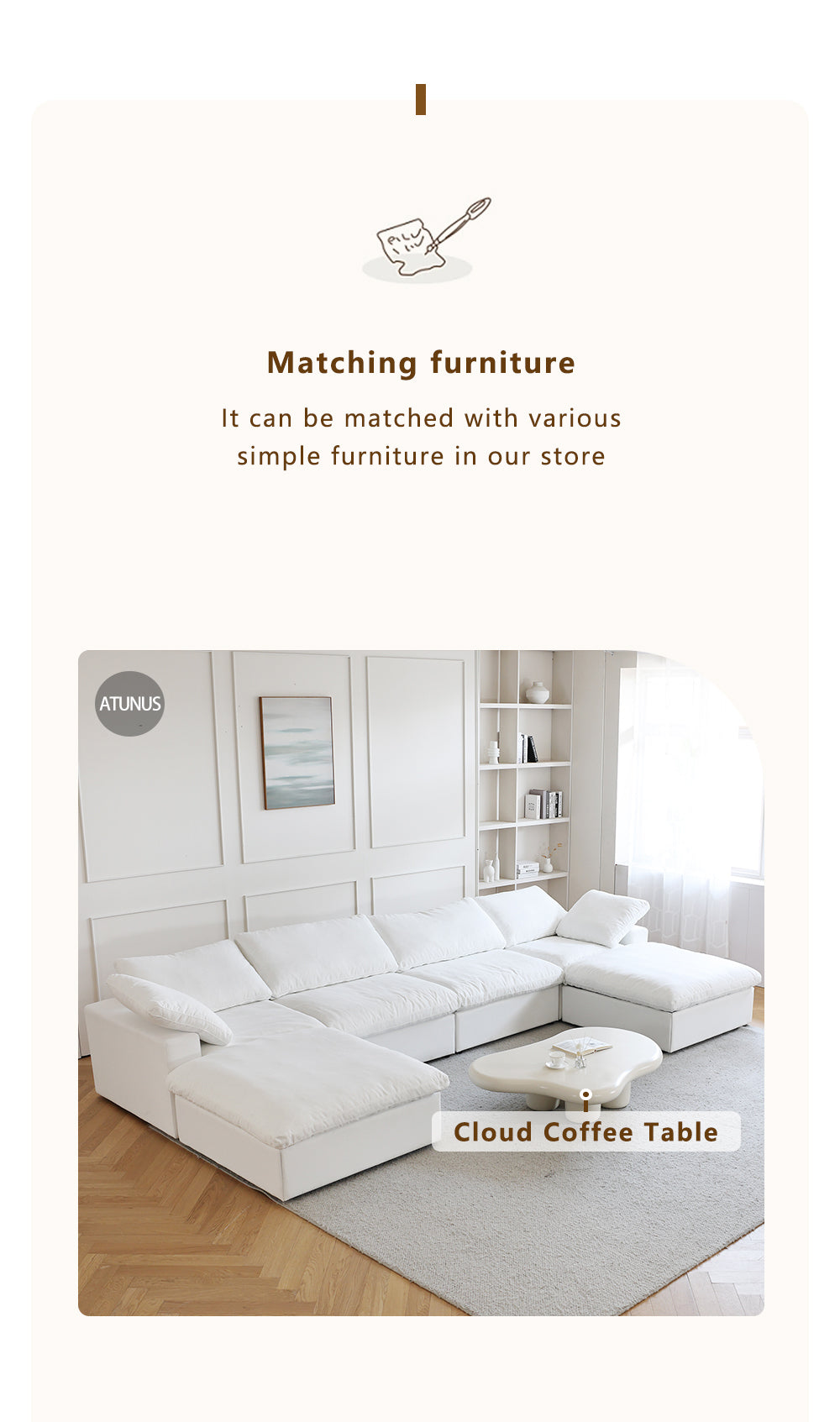 ATUNUS USA in Stock Drop Shipping Cloud Sofa Living Room Furniture Nordic Black White Grey Modular Sectional Couch Sofa Set