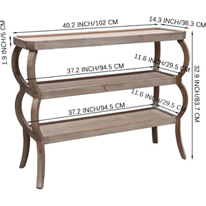 PARISLOFT 3-Tier Wood Console Table, Curved Entryway Table with Shelves, Wood Accent Table for Living Room, Entryway, Hallway, 4