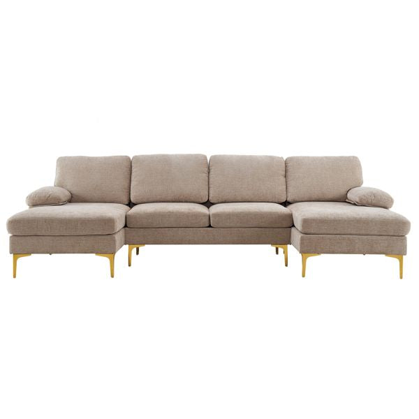 U-Shaped 4-Seat Camel Indoor Modular Sofa Elegant Living Room Furniture