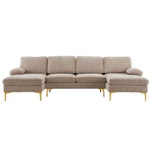 U-Shaped 4-Seat Camel Indoor Modular Sofa Elegant Living Room Furniture