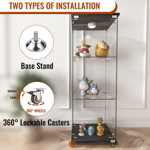 47.9" Glass Display Cabinet Showcases Cabinet for Living Room Storage for Action Figure Garage Kits Home Decor
