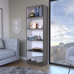 Benzoni Office 4-Shelf Bookcase in Matt Gray/White Color