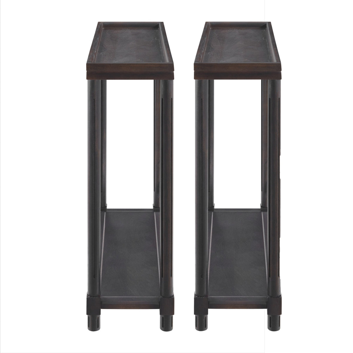 HMS 24\" Espresso Solid Wood End Tables with Shelf Set of Two Farmhouse Style Living Room and Entry Furniture