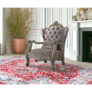 HMS 34\" Living Room Arm Chair in Golden Brown and Chocolate Velvet Tufted Design with Matching Toss Pillow