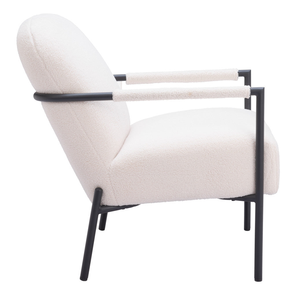 HMS 26\" Ivory Black Sherpa Faux Shearling Arm Chair Reclining Feature for Home Office Living Room Modern Design Home Furniture