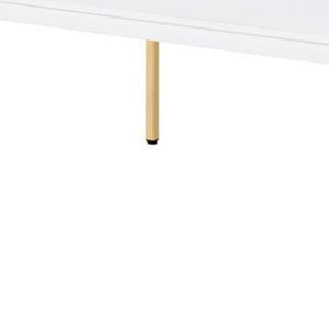HMS 48” White and Gold Farmhouse Style Resin Wood and Metal Coffee Table for Living Room Furniture or Side Table Use