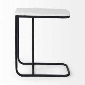 HMS 23\" Black and White Marble Console Table with Metal C Elegant End Table