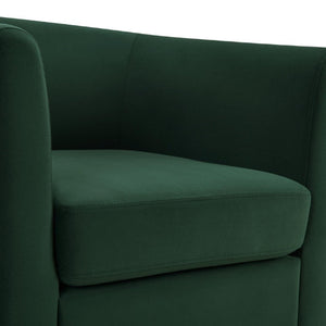 Velvet Accent Chair with Ottoman, Modern Barrel Chair Armchair for Living Room, Green