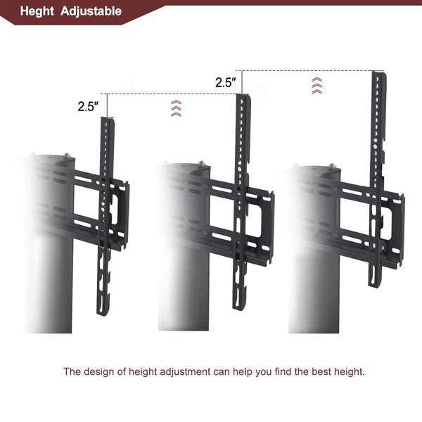 Black 3-Tier Multi-Function TV Stand with Height Adjustable Bracket Swivel Functionality