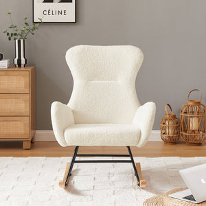 White Teddy Fabric Rocking Chair