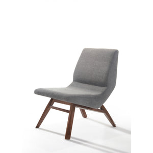 HMS 22\" Gray and Brown Upholstered Chaise Lounge Chair with Ottoman