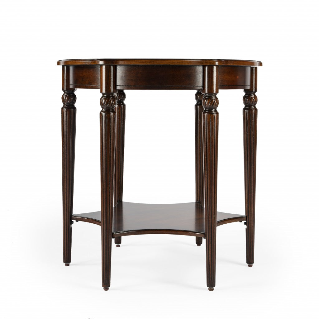 HMS 28\" Convertible Brown Wood Round Coffee Table Side Table for Living Room Home Furniture with Metal Shelf
