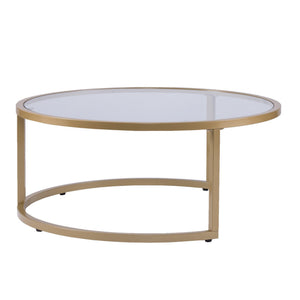 HMS Convertible Gold Glass Round Nested Coffee Tables Farmhouse Style Living Room Furniture for Tea or Coffee