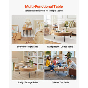 2-Piece Round Coffee Table and End Table Set 31.3 in for Living Room