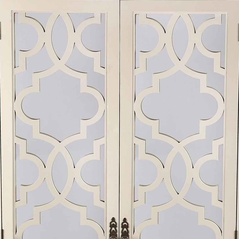 HMS Morjanna White Tall Cabinet Solid Wood MDF Antique Design Style for Home Hotel Villa Living Room Dining Room Furniture